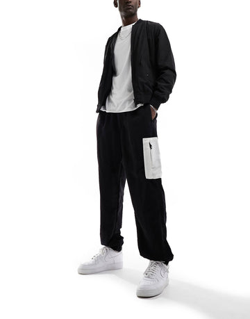 The North Face Nylon joggers black white