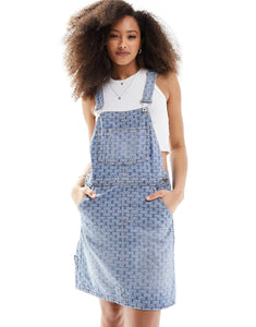 HUGO BLUE denim dungaree dress light blue