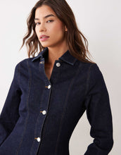 Load image into Gallery viewer, Miss Selfridge denim button through fit flare mini dress indigo