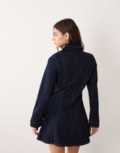 Load image into Gallery viewer, Miss Selfridge denim button through fit flare mini dress indigo