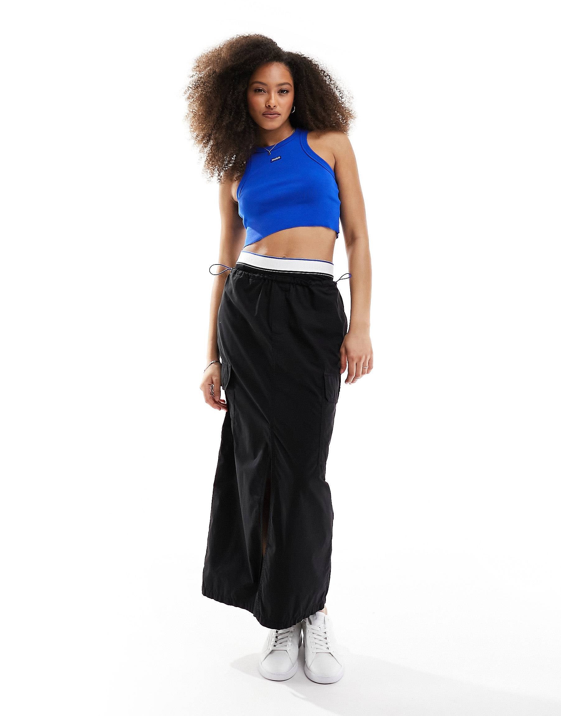 HUGO BLUE cargo maxi skirt black