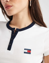 Load image into Gallery viewer, Tommy Jeans badge slim fit henley t-shirt white
