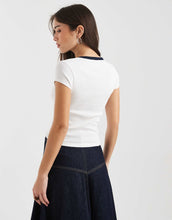 Load image into Gallery viewer, Tommy Jeans badge slim fit henley t-shirt white