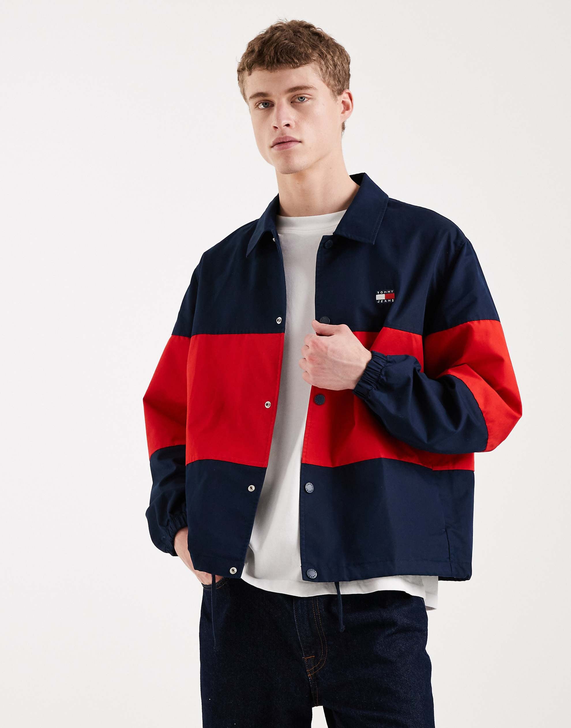 Tommy Jeans colourblock overshirt navy & red