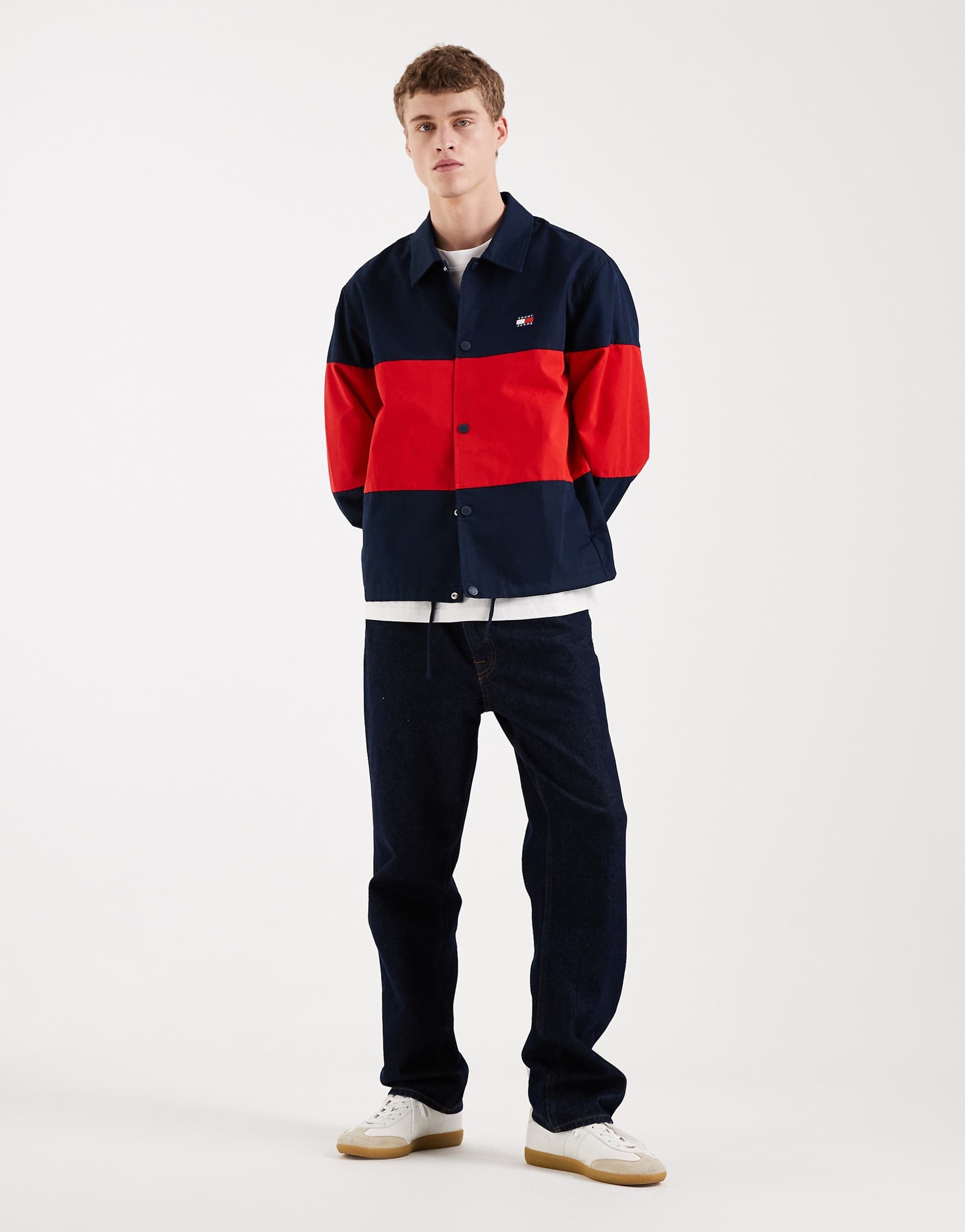 Tommy Jeans colourblock overshirt navy & red