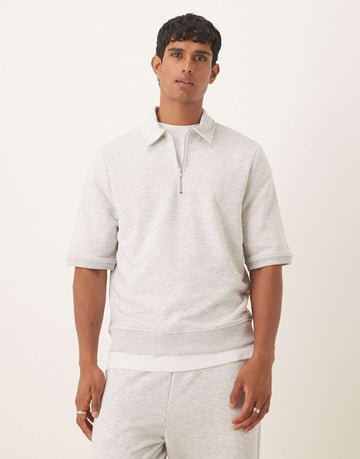 DESIGN loopback short sleeve sweatshirt grey marl