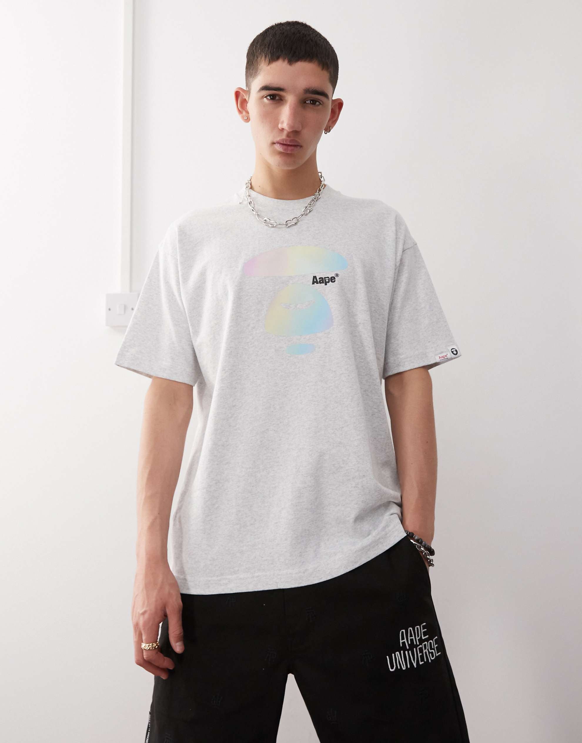 Aape by A Bathing Ape logo t-shirt grey marl
