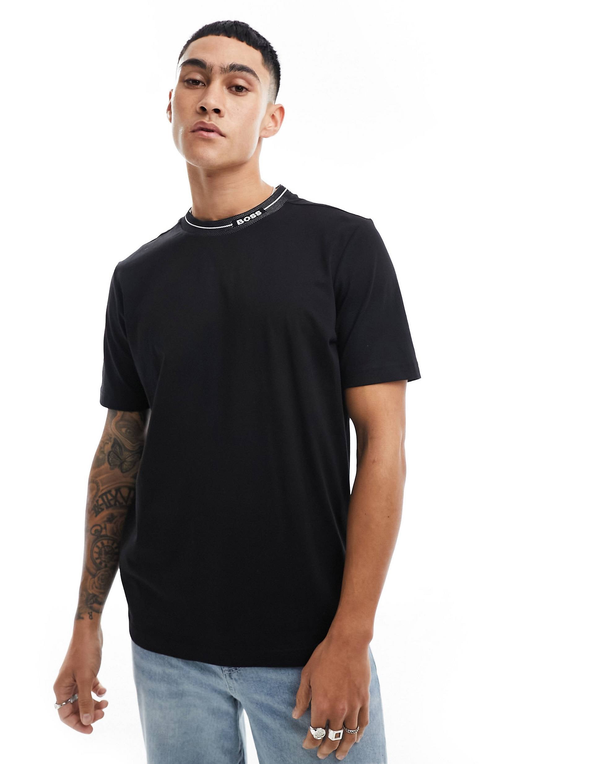 BOSS logo tape neck t-shirt