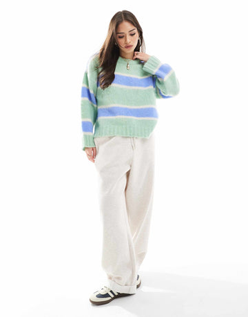 DESIGN knitted crew neck jumper stripe