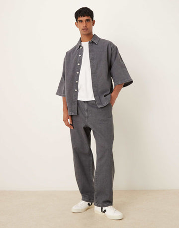 DESIGN co-ord denim shirt grey