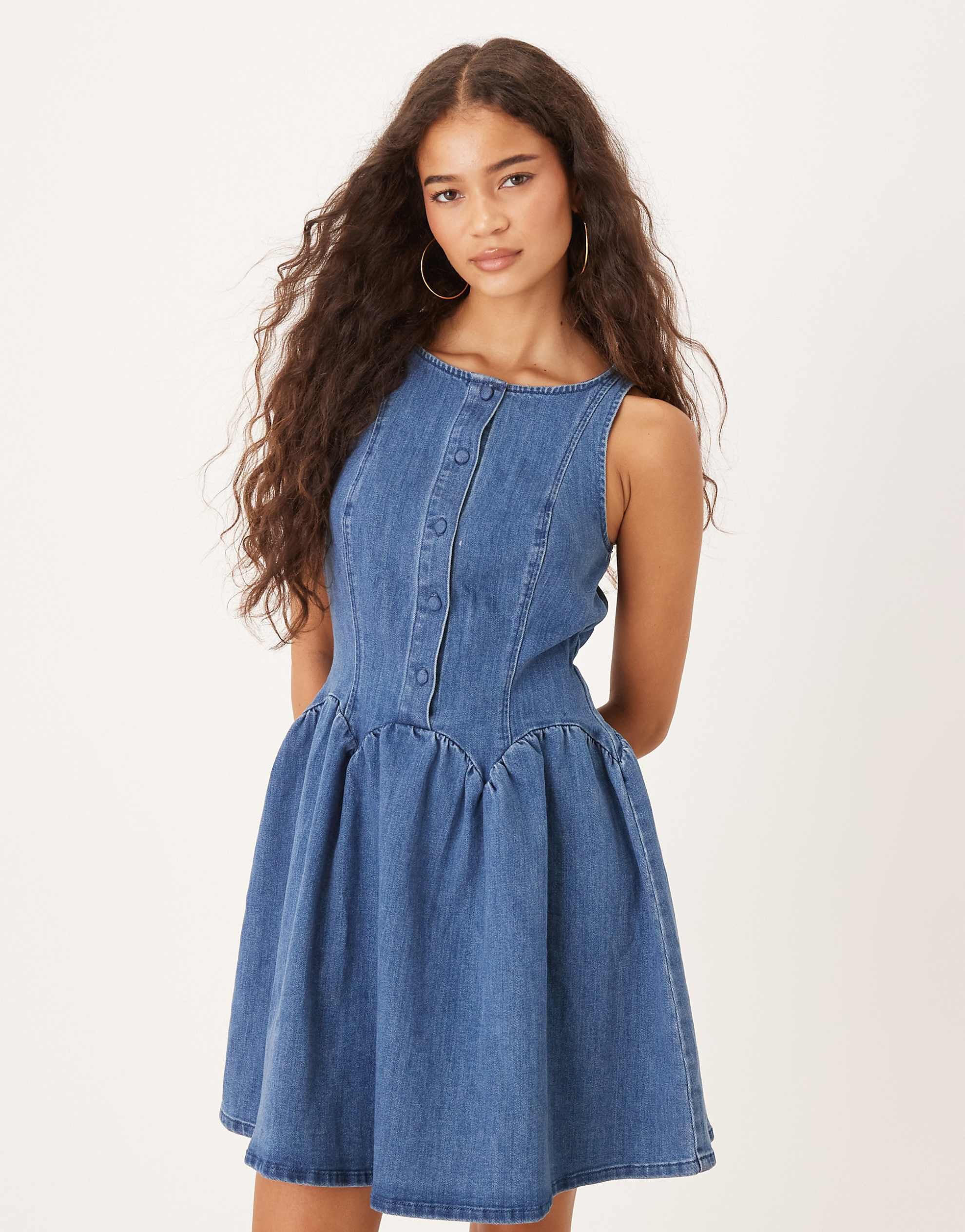 Never Fully Dressed Monika denim mini dress blue