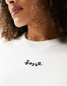 BOSS crop tee white