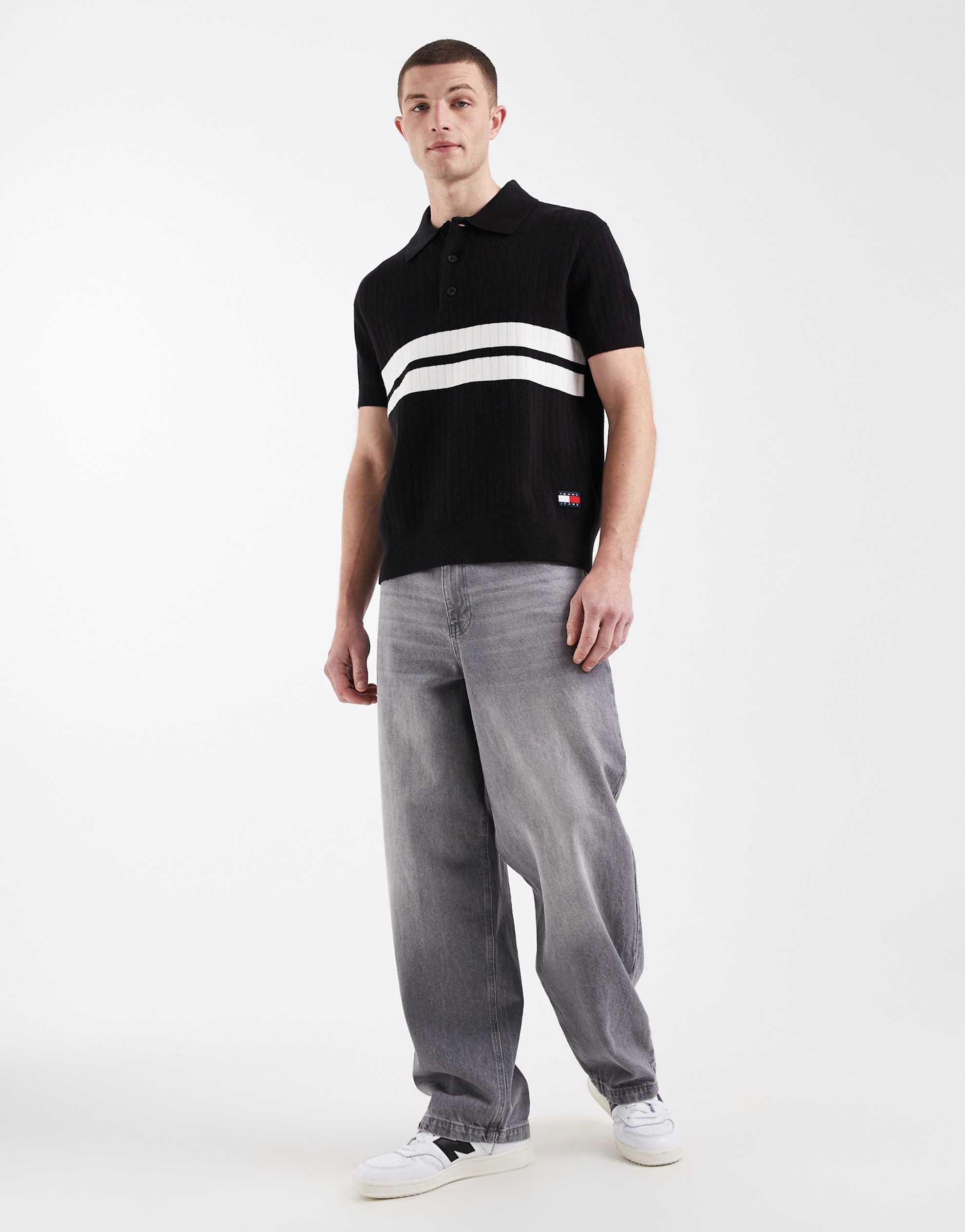 Tommy Jeans knitted polo shirt black
