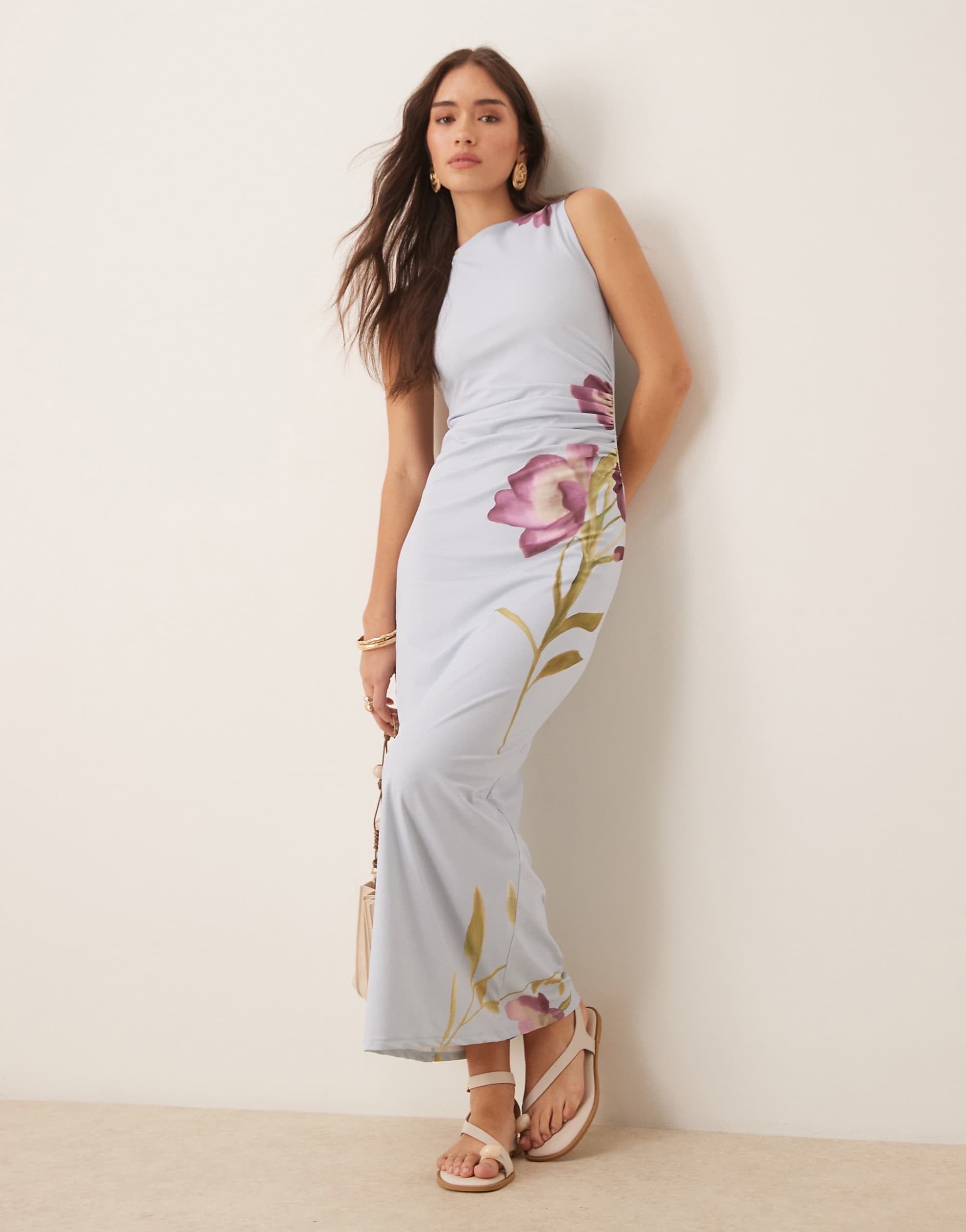 DESIGN sleeveless soft touch midi dress baby blue