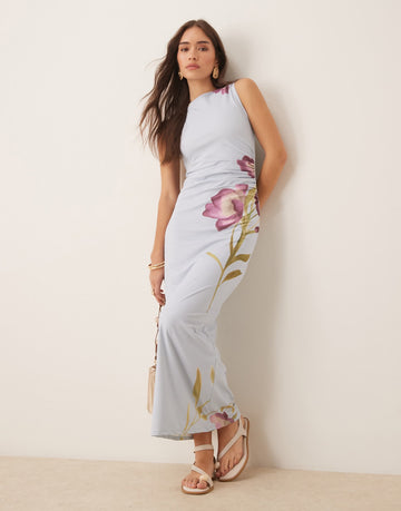 DESIGN sleeveless soft touch midi dress baby blue