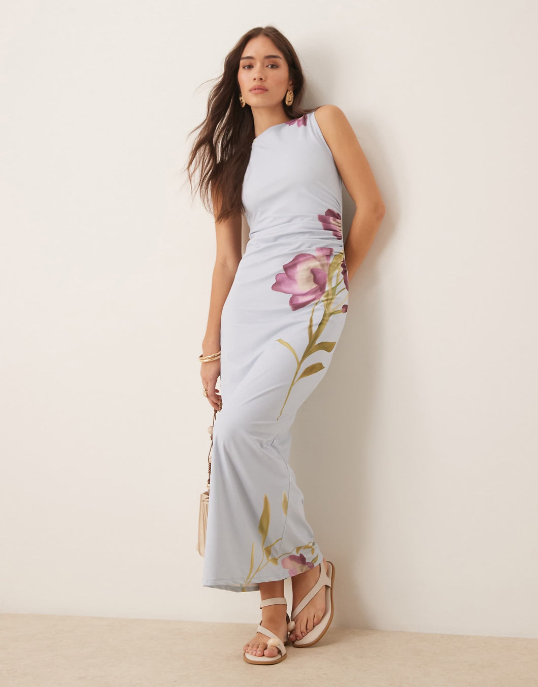 DESIGN sleeveless soft touch midi dress baby blue