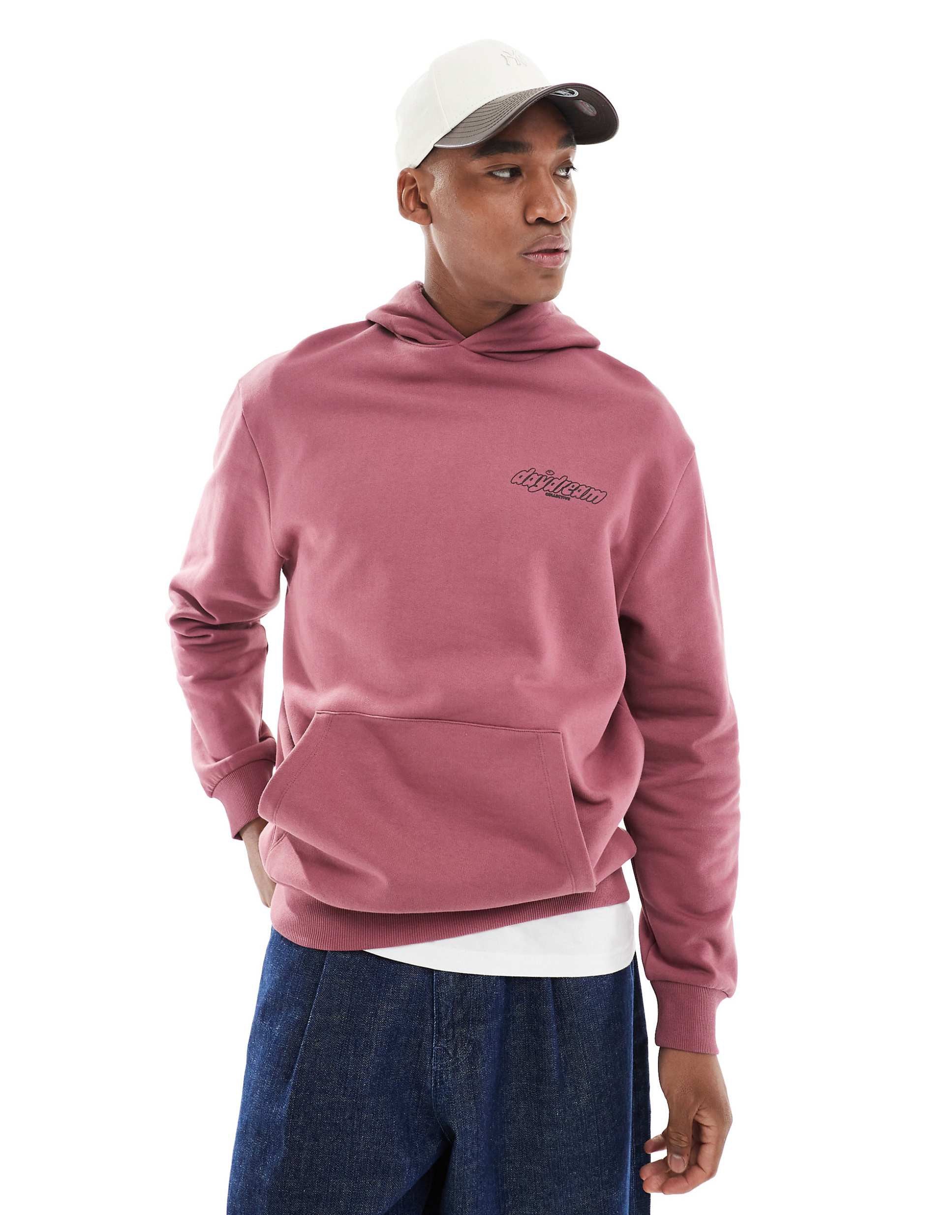 DESIGN extreme oversized hoodie check pink