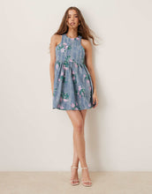 Load image into Gallery viewer, Dream Sister Jane floral embellished smock mini dress denim blue