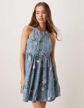 Load image into Gallery viewer, Dream Sister Jane floral embellished smock mini dress denim blue