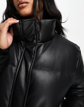 Load image into Gallery viewer, Abercrombie &amp; Fitch leather puffer jacket black