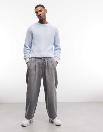 Weekday ribbed jumper washed light blue