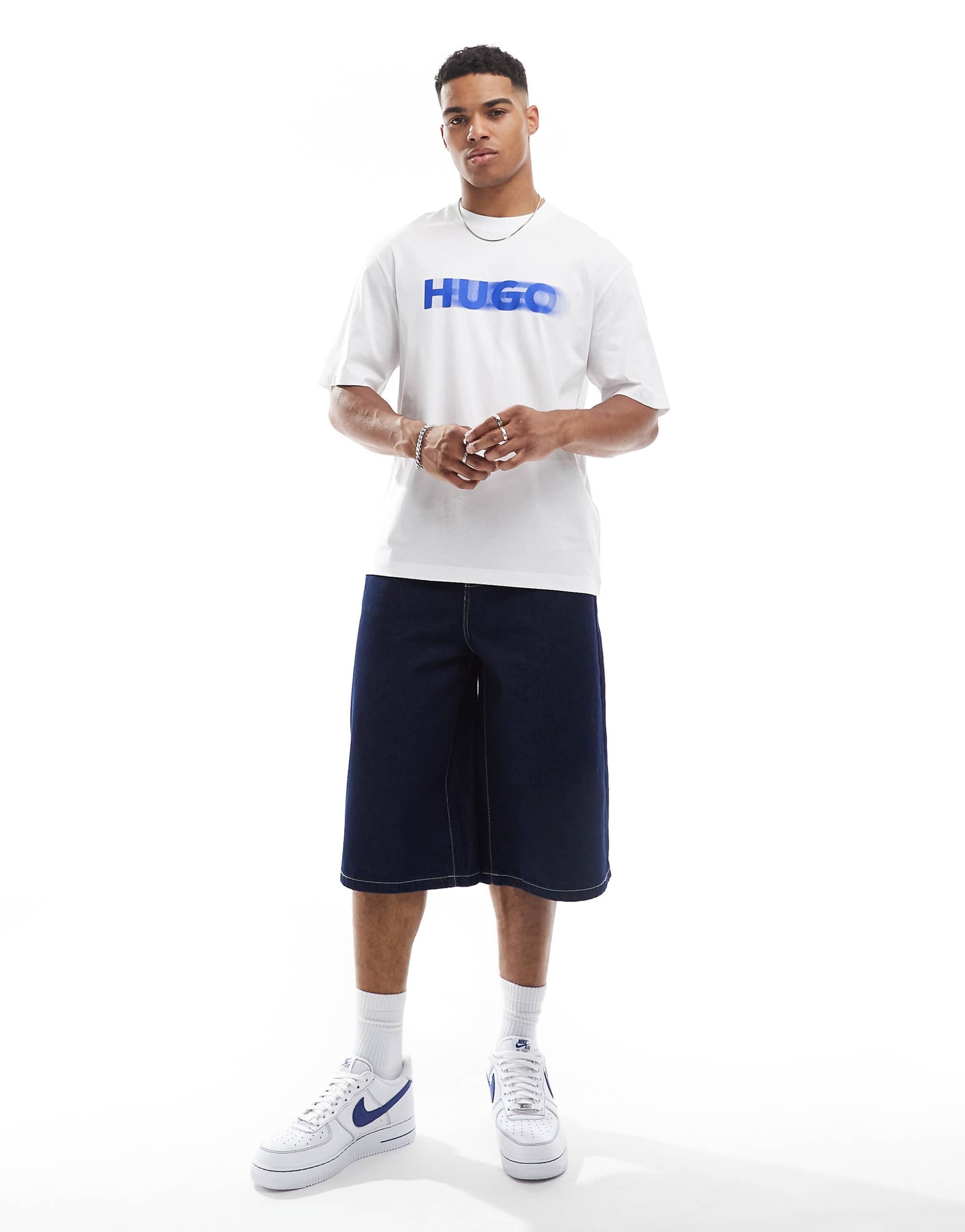 Hugo Blue Nalax logo t-shirt white