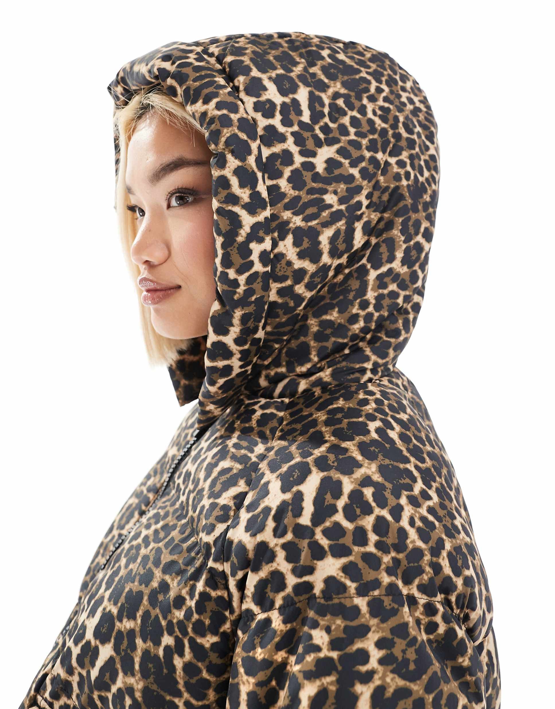 Threadbare Ski puffer jacket leopard