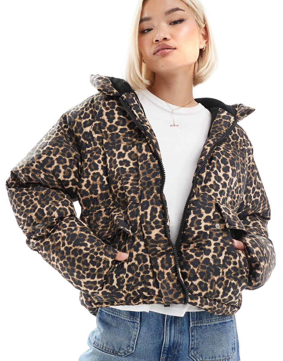 Threadbare Ski puffer jacket leopard – n’shpishop