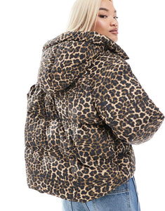 Threadbare Ski puffer jacket leopard