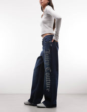 Load image into Gallery viewer, Juicy Couture mid rise wide leg jean diamante midwash blue
