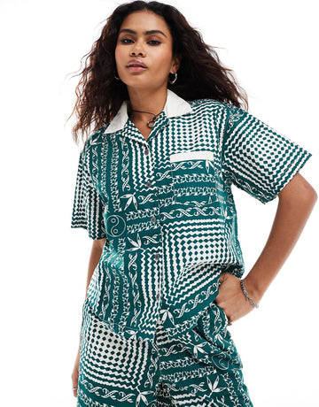 Obey co-ord shirt green
