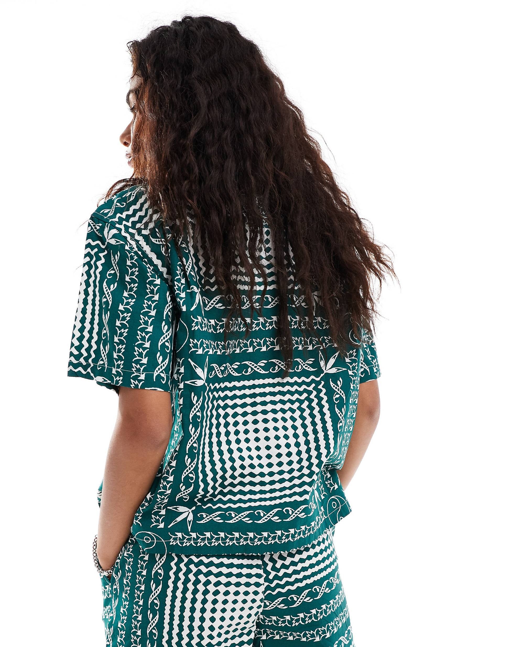 Obey co-ord shirt green