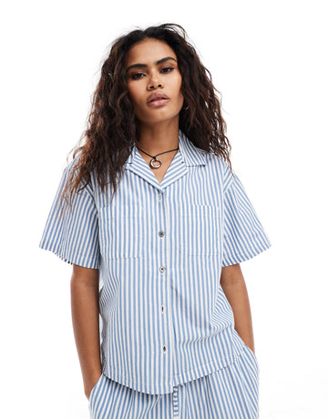 Obey co-ord shirt blue