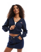 Load image into Gallery viewer, Tommy Jeans badge knitted zip through hoodie navy
