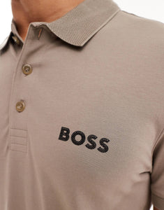 BOSS Green Paule logo polo shirt beige