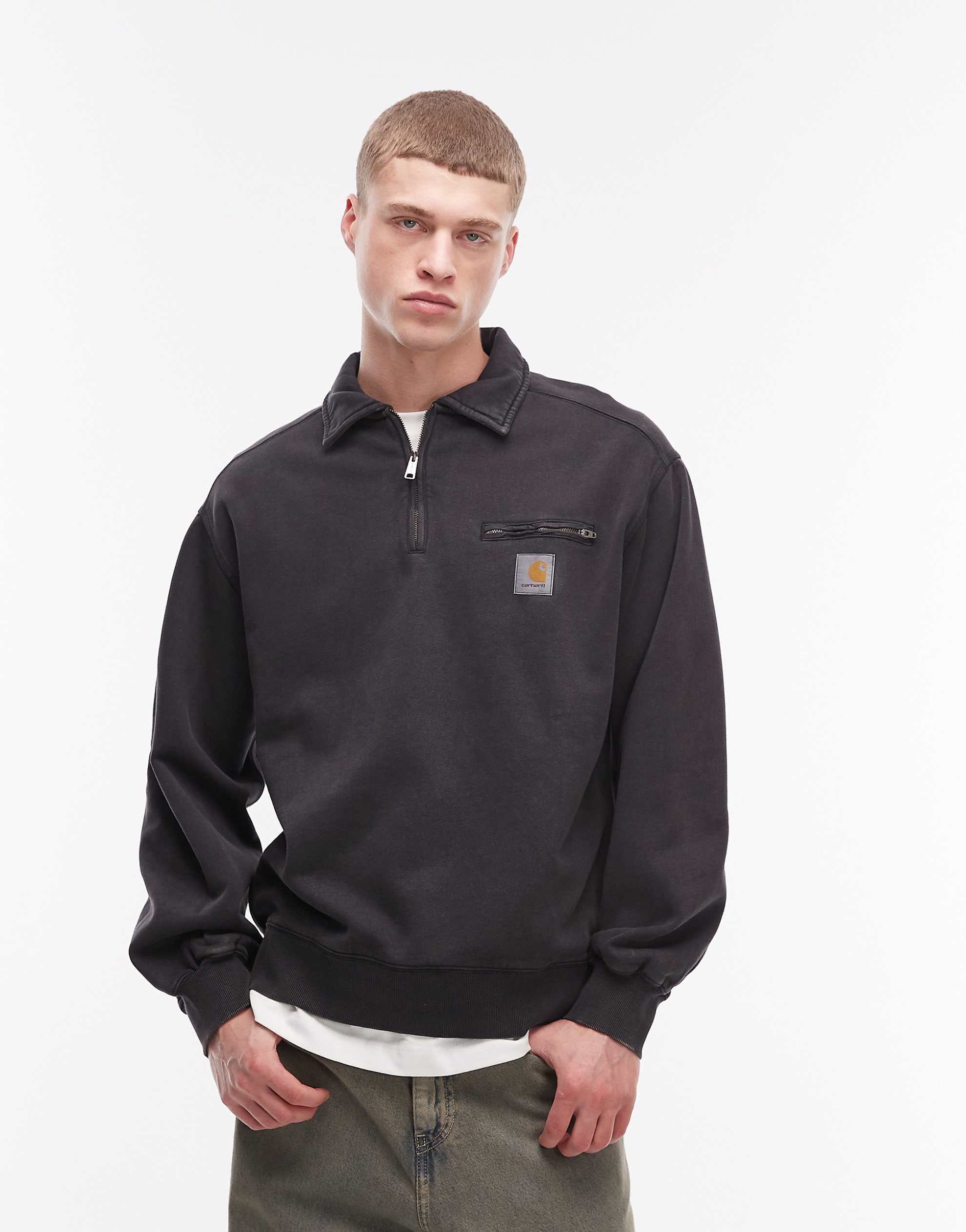Carhartt WIP detroit half zip sweatshirt washed black