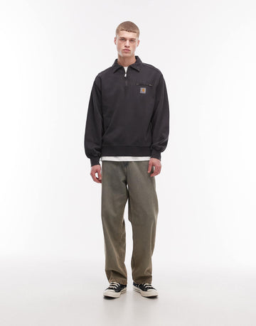 Carhartt WIP detroit half zip sweatshirt washed black