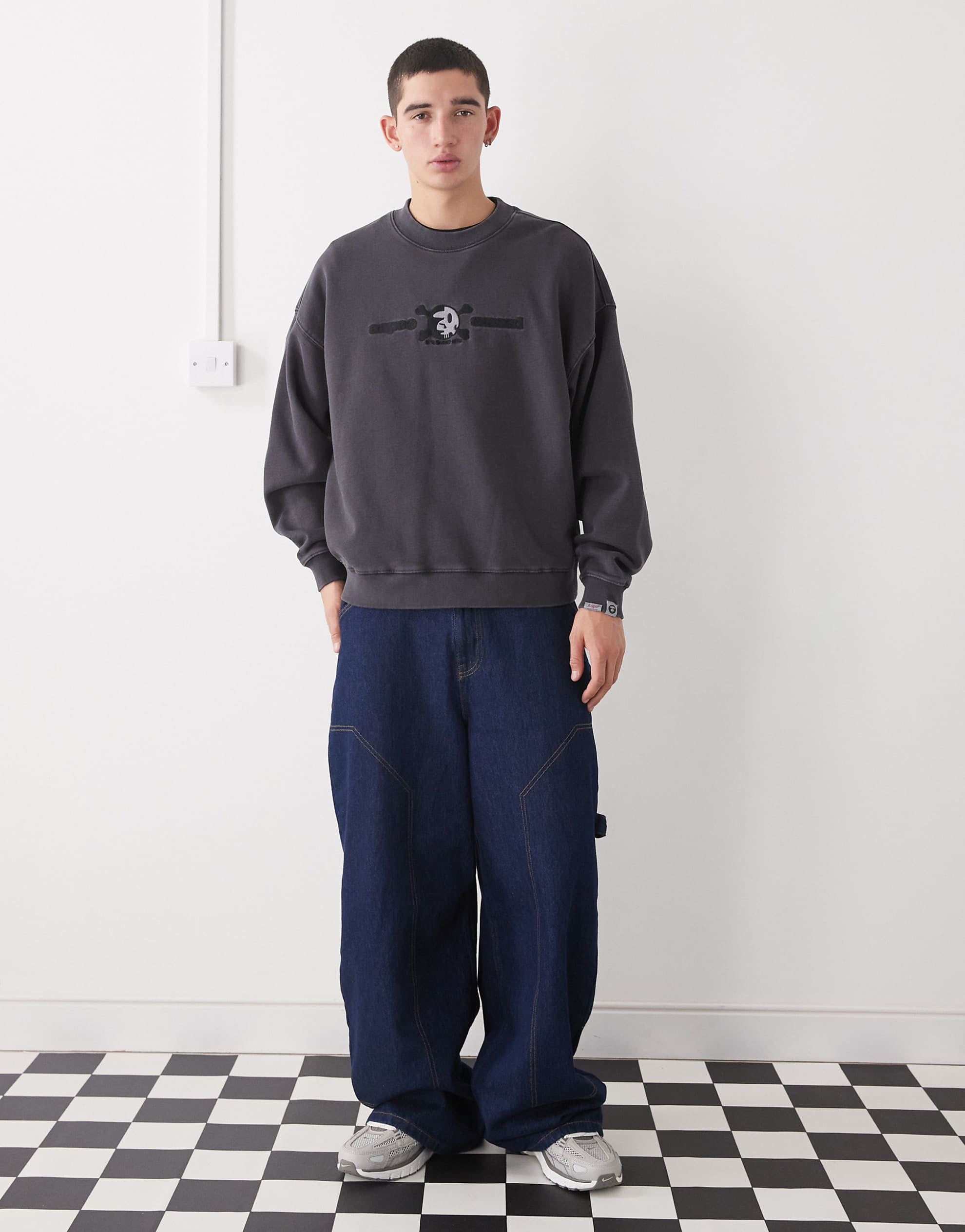 Aape by A Bathing Ape x Erased oversized sweatshirt washed black