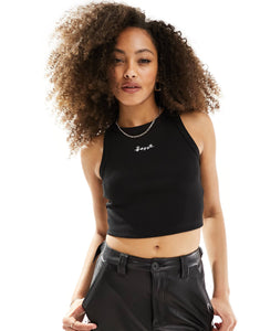 BOSS ribbed cropped vest black