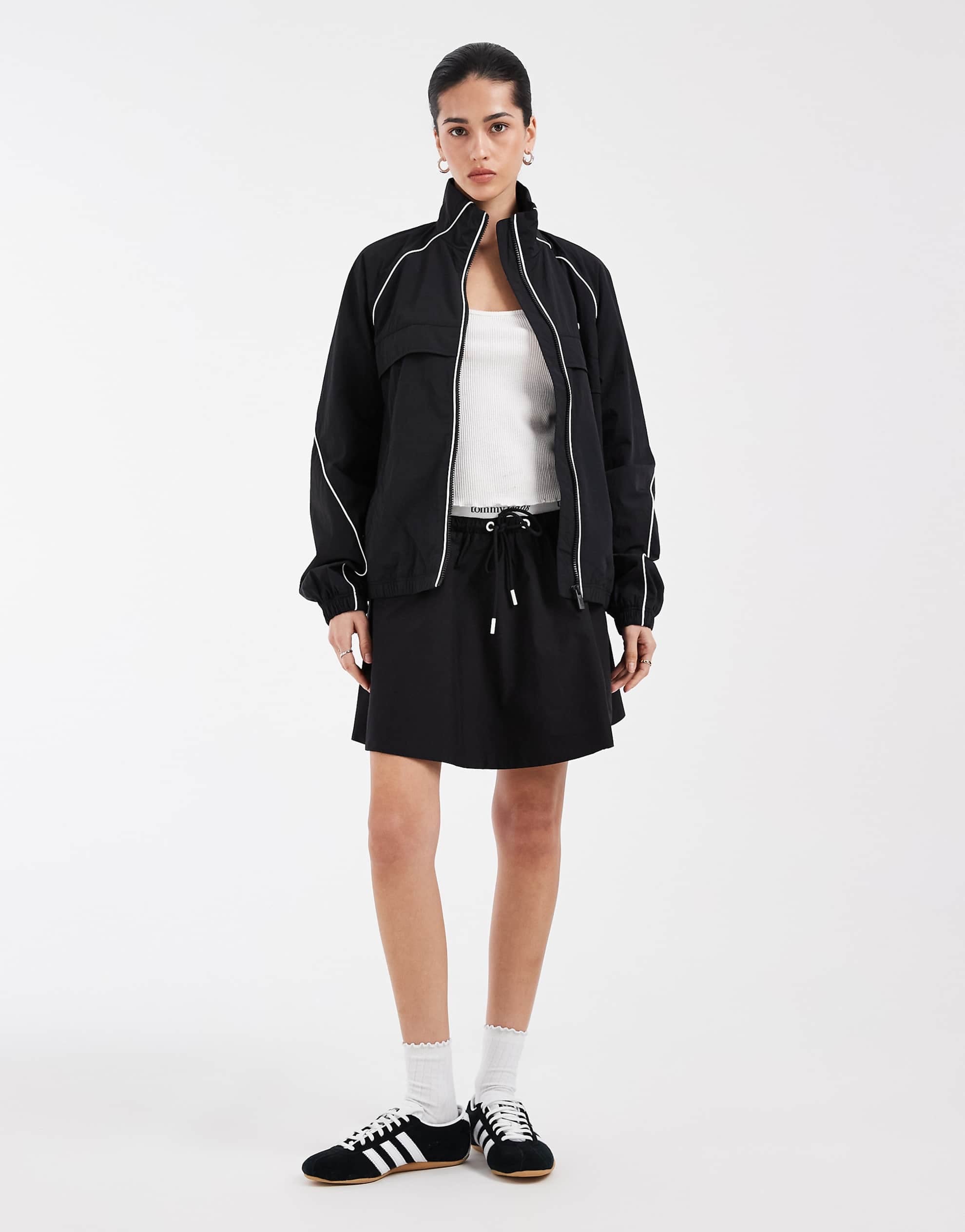 Tommy Jeans track jacket co-ord piping black
