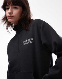 New Balance graphic half zip hoodie black