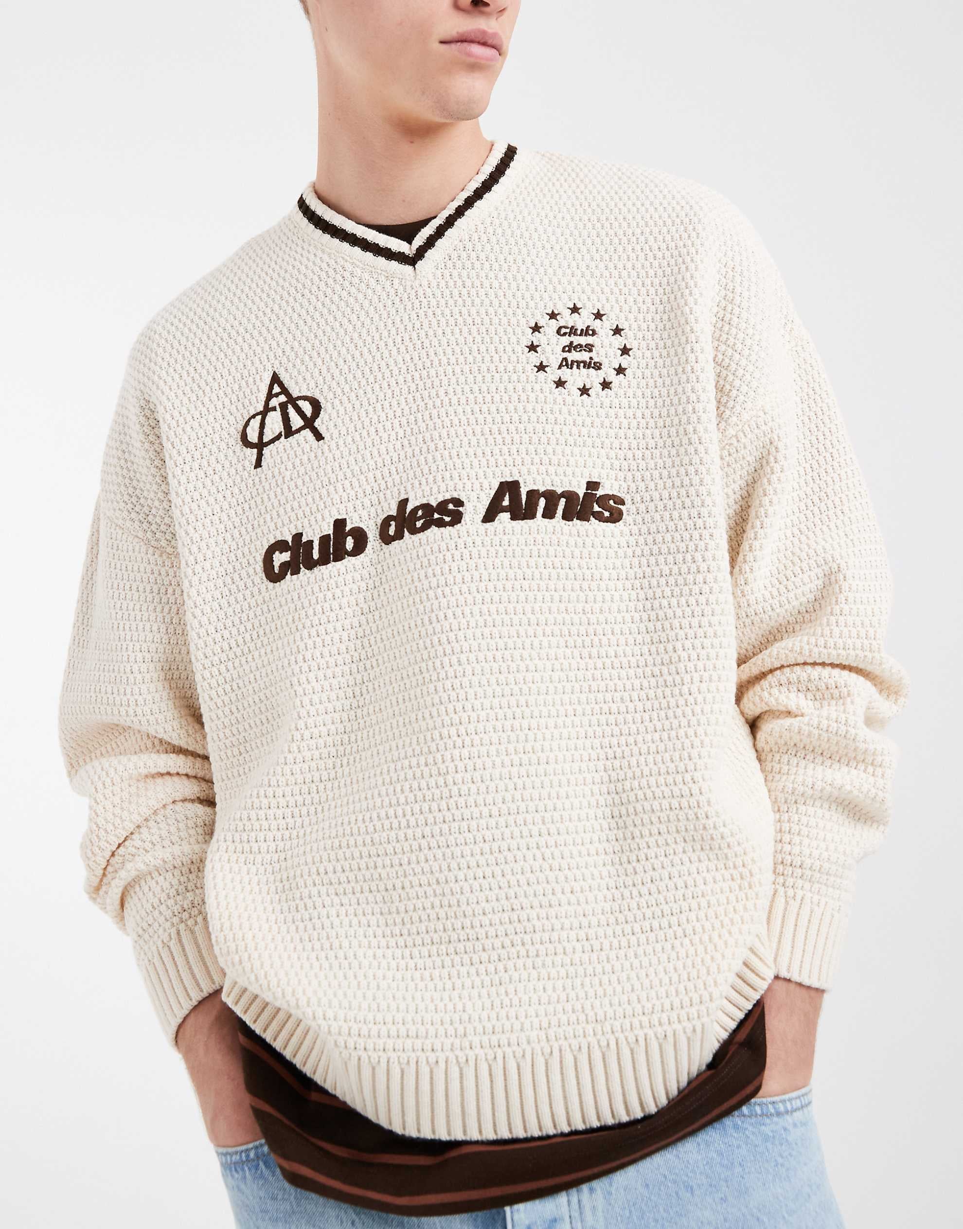 DESIGN oversized knitted jumper club de amis graphic ecru
