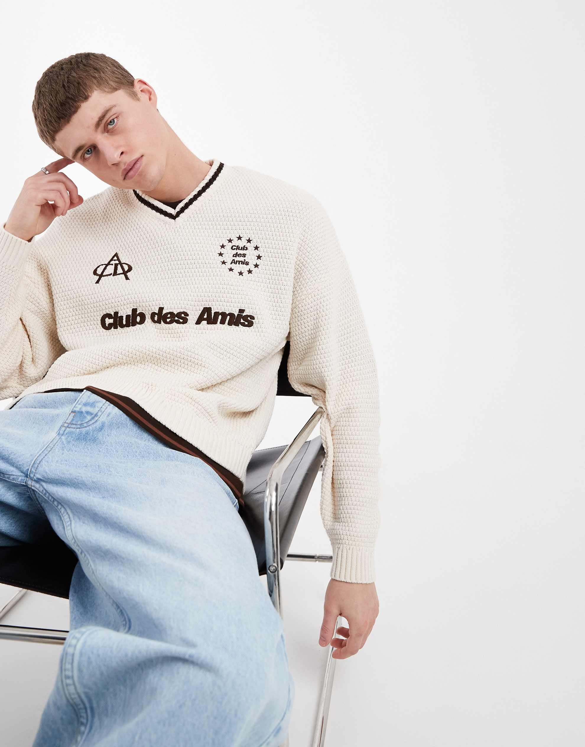 DESIGN oversized knitted jumper club de amis graphic ecru