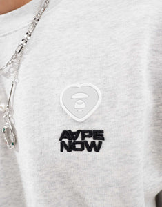 Aape By A Bathing Ape heart crew neck sweat grey marl