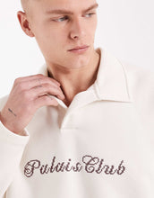 Load image into Gallery viewer, DESIGN relaxed polo sweatshirt embroidered text cream