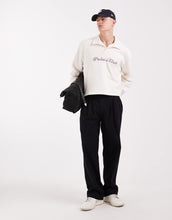 Load image into Gallery viewer, DESIGN relaxed polo sweatshirt embroidered text cream