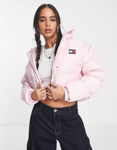 Tommy Jeans cropped detachable puffer pink