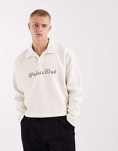 Load image into Gallery viewer, DESIGN relaxed polo sweatshirt embroidered text cream