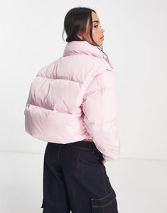 Tommy Jeans cropped detachable puffer pink