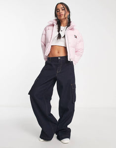 Tommy Jeans cropped detachable puffer pink